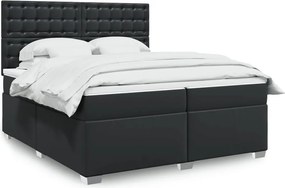 vidaXL Κρεβάτι Boxspring με Στρώμα Μαύρο 200x200 εκ. Συνθετικό Δέρμα