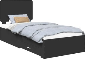 vidaXL Σκελετός Κρεβατιού Μαύρο 75 x 190 cm Επεξεργασμένο ξύλο
