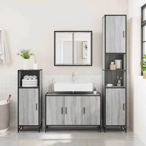 vidaXL Ντουλάπι νιπτήρα μπάνιου γκρι Sonoma 90x33x60 cm