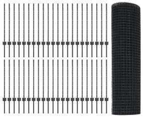 vidaXL Welded Wire Fence με 44 U Posts Γκρι 0.8x100 μ. Ατσάλι