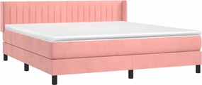 vidaXL Κρεβάτι Boxspring με Στρώμα Ροζ 160x200 εκ. Βελούδινο