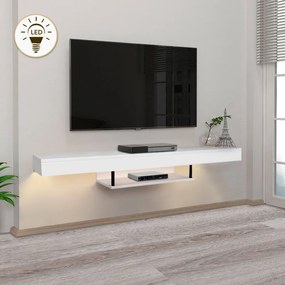Έπιπλο τηλεόρασης επιτοίχιο Albares Megapap από μελαμίνη με LED χρώμα λευκό 150x29,6x22εκ. - 0228146