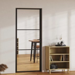 Πόρτα Εσωτερική Μαύρη 83 x 201,5 εκ. από Γυαλί ESG / Αλουμίνιο - Μαύρο