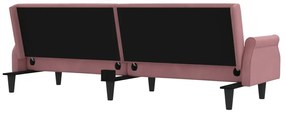 Καναπές Κρεβάτι με Μπράτσα Ροζ Βελούδινος - Ροζ