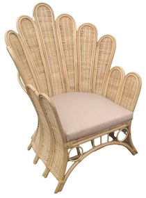 Armchair Fragia Inart with beige cushion-natural rattan 103x90x120cm 103x90x120 εκ.