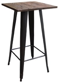 Τραπέζι Bar Relix Wood Antique Black  Ε5197,10 60Χ60Χ101 cm Μέταλλο,Ξύλο