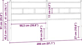 vidaXL Ανταλλακτικό κεφαλάρι Καφέ Δρυς 200 εκ. Ατσάλι/Επεξεργασμένο Ξύλο