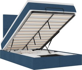 vidaXL Οθωμανικό κρεβάτι με στρώμα μπλε 120x190 cm ύφασμα