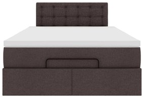 vidaXL Ottoman Κρεβάτι με Στρώμα Σκούρο Καφέ 120x200cm Ύφασμα