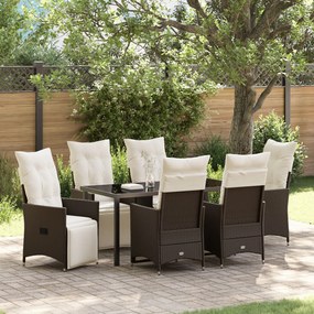 vidaXL Σετ 4 Καφέ PE rattan Μοναδικός Καναπές Ρυθμιζόμενα Υποπόδια