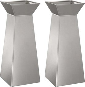 vidaXL Γλάστρα Πυλώνας 2 pcs Ασημί 40 x 40 x 100 cm