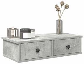 Ράφι τοίχου με συρτάρια Γκρι μπετόν Κατασκευασμένο ξύλο