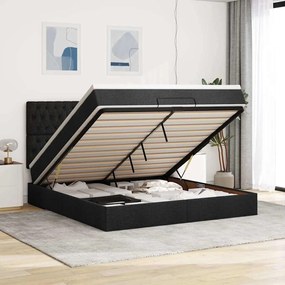 vidaXL Οθωμανικό κρεβάτι με στρώμα Μαύρο 160x200cm Ύφασμα