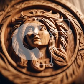 Intra Συλλεκτικό Ξύλινο Παζλ Plywood 4mm - Περίτεχνα σκαλιστό ξυλόγλυπτο γυναικείου προσώπου Σε Ξύλινο Κουτί - Διαστάσεις Puzzle: 10x10 cm – 25 κομμάτια