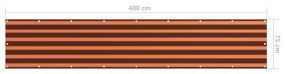 vidaXL Διαχωριστικό Βεράντας Πορτοκαλί/Καφέ 75 x 400 εκ. Ύφασμα Oxford
