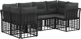 vidaXL Σειρά Καναπέ Εξωτερικού με μαξιλάρι 6 pcs Μαύρο Πολυεστέρας