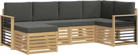 vidaXL Σειρά Καναπέ Εξωτερικού 6 pcs Άσπρο και Ανθρακί Πολυεστέρας