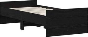 vidaXL Σκελετός Κρεβατιού Μαύρη Δρυς 90 x 200 cm Επεξεργασμένο Ξύλο
