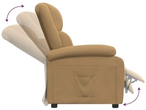 vidaXL Πολυθρόνα Ανακλινόμενη με Ανύψωση Καφέ Βελούδινη