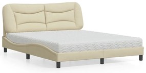 vidaXL Κρεβάτι Κρεμ 160x200 εκ. Υφασμάτινο