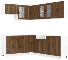 vidaXL Σετ Ντουλάπια Κουζίνας 11 τεμ. Lucca Καφέ Δρυς Επεξ. Ξύλο