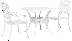 vidaXL Σερβίτσιο τραπεζιού κήπου 3 pcs Λευκό Χυτό αλουμίνιο