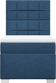 vidaXL Κρεβάτι Boxspring με Στρώμα Μπλε 80x200 εκ. Υφασμάτινο