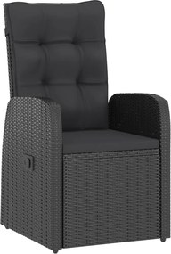 vidaXL Σετ Τραπεζαρίας Εξ. Χώρου 9 τεμ. Μαύρο Συνθ. Ρατάν με Μαξιλάρια