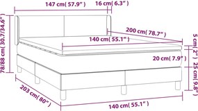 vidaXL Κρεβάτι Boxspring με Στρώμα Μπλε 140x200 εκ. Υφασμάτινο