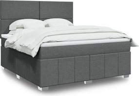 vidaXL Κρεβάτι Boxspring με Στρώμα Σκούρο Γκρι 180x200 εκ Υφασμάτιν