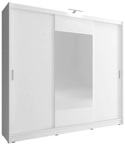 Ντουλάπα Τρίφυλλη Συρόμενη Με Λεπτομέρεια Καθρέπτη 24114-WKw-250 250x214x62cm White Τρίφυλλη Μοριοσανίδα