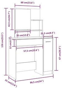 ΜΠΟΥΝΤΟΥΑΡ ΜΕ ΚΑΘΡΕΦΤΗ ΓΚΡΙ SONOMA 86,5X35X136 ΕΚ. 820494