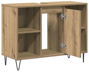 vidaXL Μονάδα Vanity Μπάνιου Μασίφ Δρυς Επεξεργασμένο Ξύλο Μεσαίο