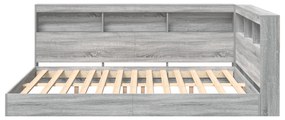 vidaXL Κρεβάτι Βιβλιοθήκης Γκρι Σονομά 140x200 εκ. Επεξεργασμένο ξύλο