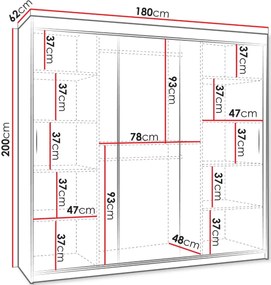 Ντουλάπα Selfie 180 συρόμενη-Leuko