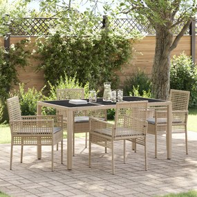 vidaXL Σέτ φαγητού για κήπο 5 pcs Μπεζ 150 x 90 x 75 cm