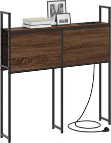 vidaXL Κεφαλάρι Αποθήκης με Σταθμό Φόρτισης με ράφι Καφέ δρυς 98 cm