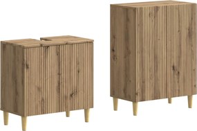 vidaXL Σετ Ντουλαπιών Μπάνιου 2 Τεμαχίων ARNHEM Artisan Δρυς