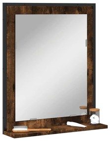 Καθρέφτης Μπάνιου με Ράφι Καπνιστή Δρυς 50x12x60εκ. Μοριοσανίδα