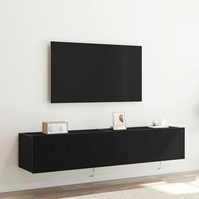 vidaXL Ντουλάπι Τηλεόρασης Τοίχου 2 pcs Μαύρη Οξυά Επεξεργασμένο Ξύλο