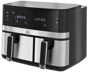 HOMCOM Φριτέζα αέρος, 2700 W, 8 ρυθμίσεις, 41,8 x 39,2 x 31,1 εκ., Μαύρο + Ασημί