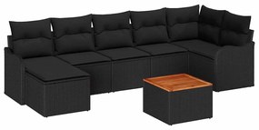 vidaXL Σετ Καναπέ Κήπου 8 pcs Μαύρο Πολυ ράταν