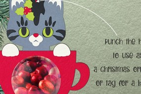 Σετ των 3 Intra απο ξύλο plywood 3mm-4mm πάχος Γάτα σε ένα φλιτζάνι | Christmas Candy Dome Δίασταση 8x8 cm INTRAFABR-85184285