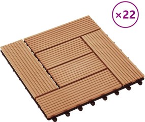 vidaXL Πλάκα Κατασκευής 22 pcs Ξύλο teak 30 x 30 cm WPC