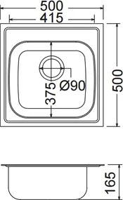Fortinox Valley 25050 (50x50) - Νεροχύτης κουζίνας