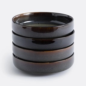 Σετ 4 βαθιά πιάτα από κεραμικό με σμάλτο, Zuka