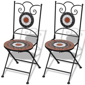 vidaXL Καρέκλες Bistro Πτυσσόμενες 2 τεμ. Τερακότα / Λευκό Κεραμικές
