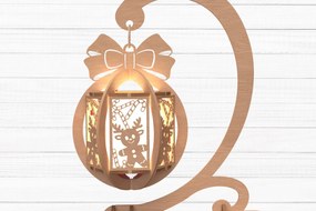 Σετ των 2 Intra απο ξύλο plywood 3mm-4mm πάχος Χριστουγεννιάτικο Φανάρι με Φιόγκο Stand Δίασταση 30x20 cm INTRAFABR-109860280