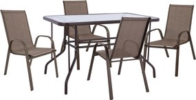 ΣΕΤ ΤΡΑΠΕΖΑΡΙΑΣ 5ΤΜΧ ADAM HM10897.02 ΤΡΑΠΕΖΙ 110x60εκ &amp; 4 ΠΟΛΥΘΡΟΝΕΣ--ΚΑΦΕ