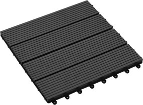 vidaXL Πλάκα Κατασκευής 11 pcs Μαύρο 30 x 30 cm WPC